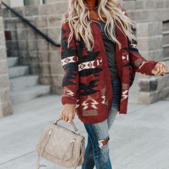 🔥4th Restock Reg/ + Size Aztec Print Cardigan - Picture 2 of 9